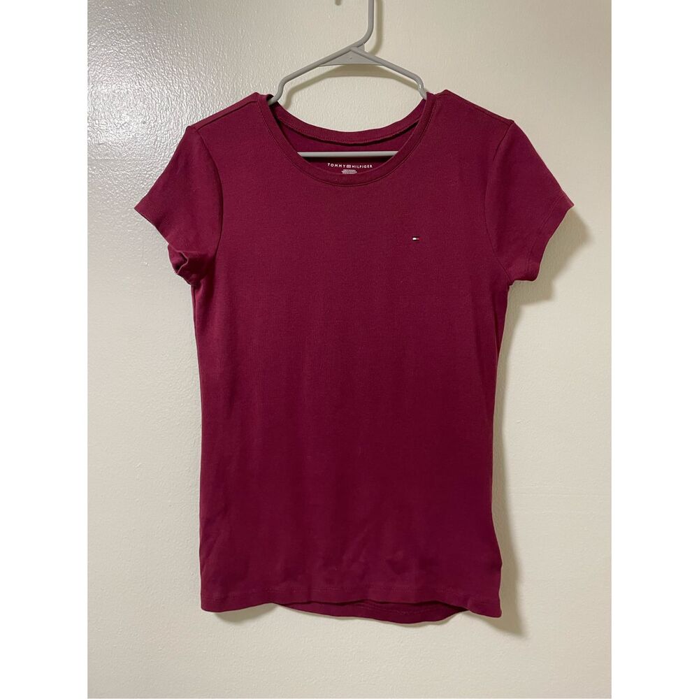 Tommy Hilfiger Red Basic Short Sleeve Womens Size Medium